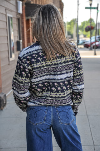 Fair Isle Floral Knit Sweater
