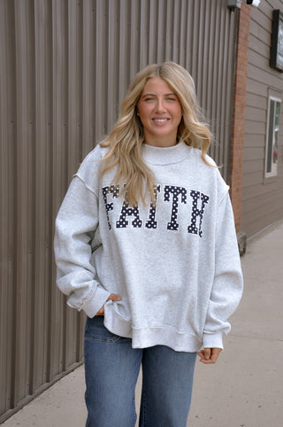 FAITH Embroidered Polka-Dot Sweatshirt