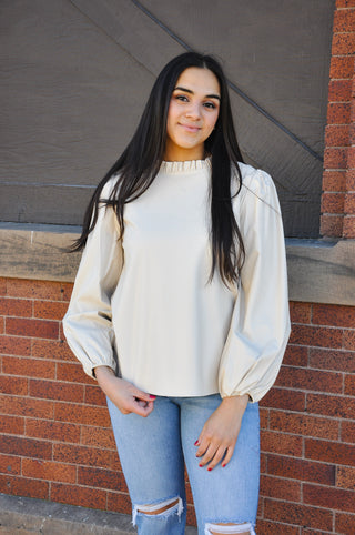 Pleather Frilled Neck Top