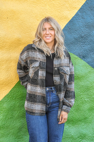 Fall Vibes Plaid Print Shacket