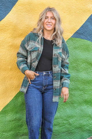 Fall Vibes Plaid Print Shacket