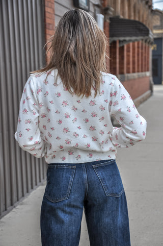 Fanciful Floral Button-Up Cardigan