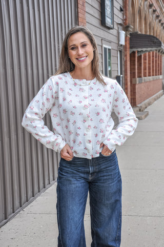 Fanciful Floral Button-Up Cardigan