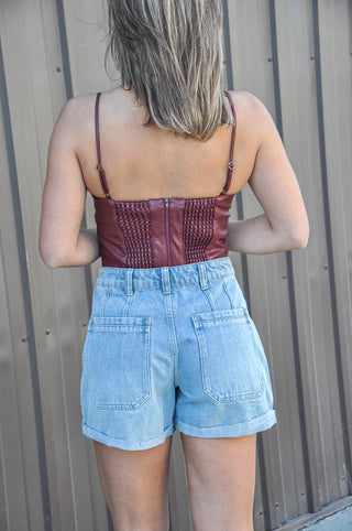 Faux Leather Cropped Cami Top