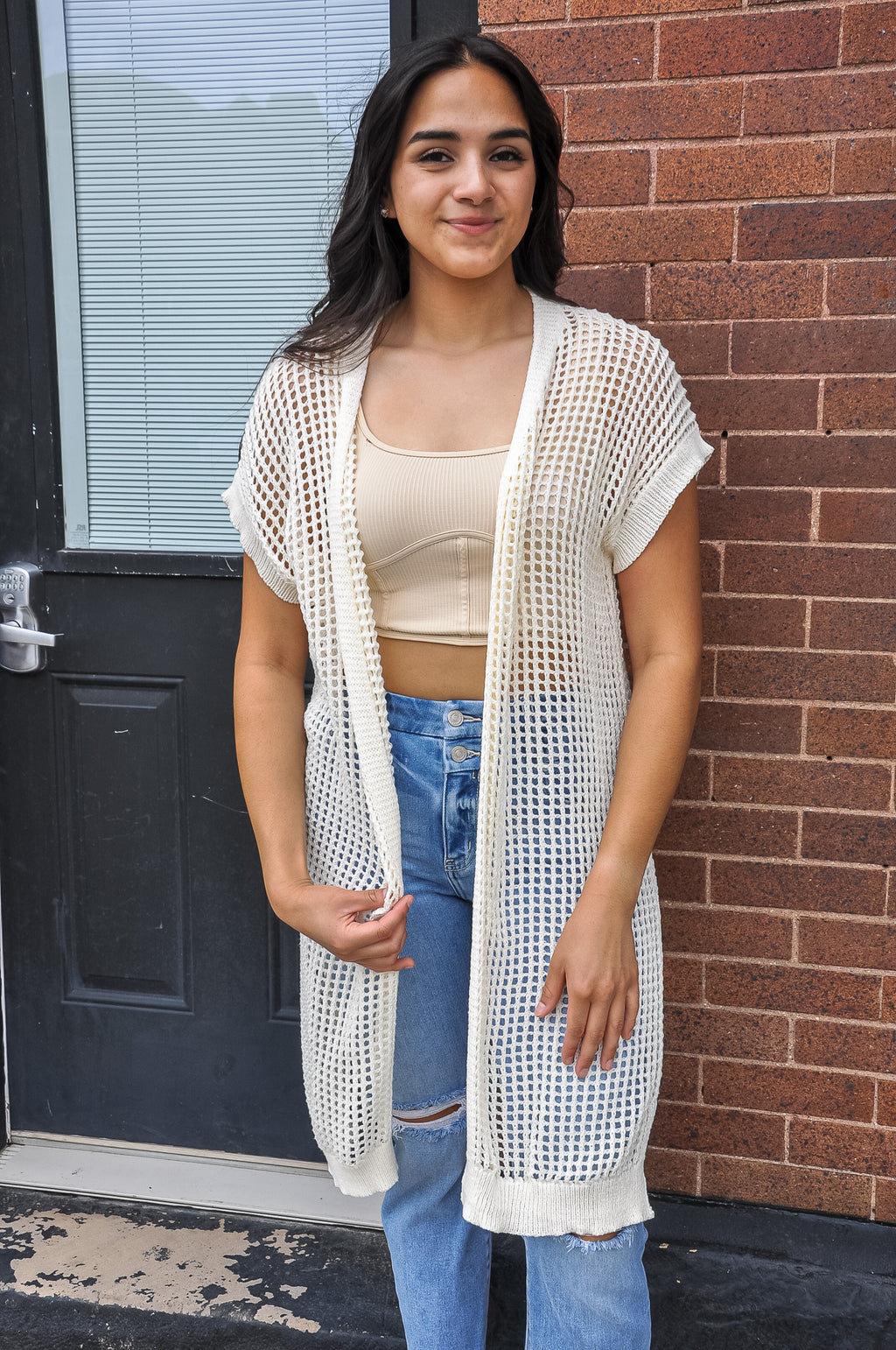 Feminine Fishnet Sweater Cardigan | JQ Clothing Co