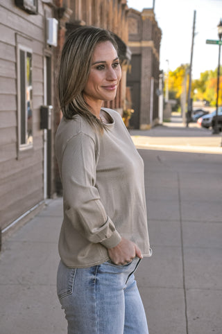 Fine Knit Boat Neck Balloon Sleeve Sweater Top, view 4 | JQ Clothing Co.