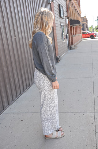 Animal Print Twill Pants With Back Elastic