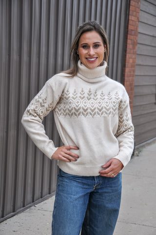 First Snowfall Patterned Turtleneck Sweater