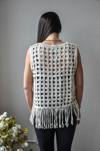 Fishnet Cover Up w/Fringe Hem