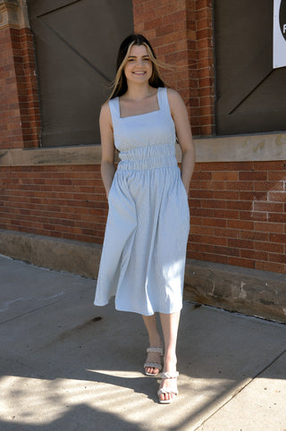 Fit & Flare Stripe Midi Dress