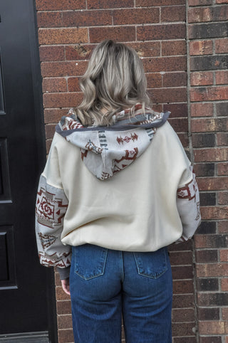 Fleece and Aztec Hoodie Top