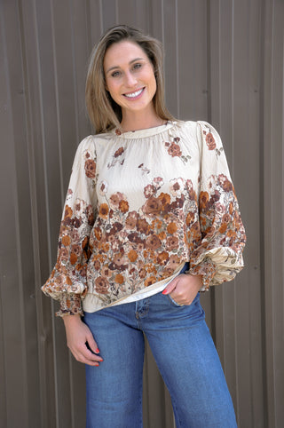 Floral Border Printed Blouse
