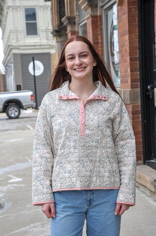 Floral Button Quilted Soft Jacket | JQ Clothing Co.