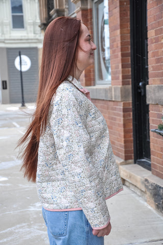Floral Button Quilted Soft Jacket | JQ Clothing Co.
