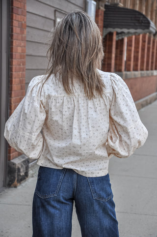 Floral Button Up Top with Lace Trim, view 5