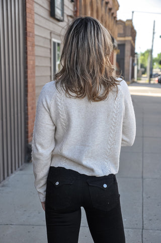 Floral Cable Knit Cardigan in Cream