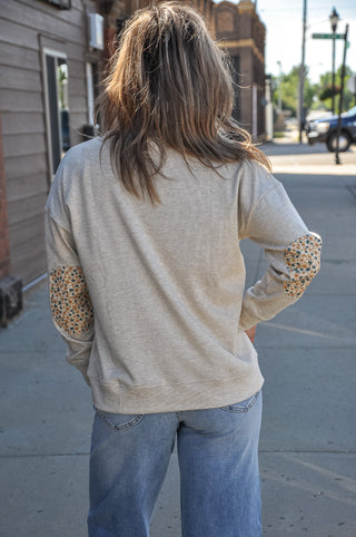 Floral Elbow Patched Micro Brushed Top