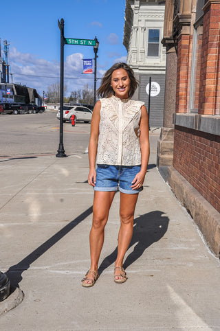 Floral Embroidery Stripe Top