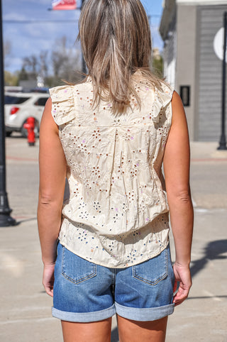 Floral Embroidery Stripe Top
