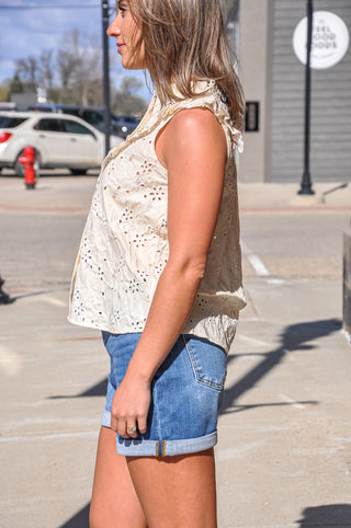 Floral Embroidery Stripe Top