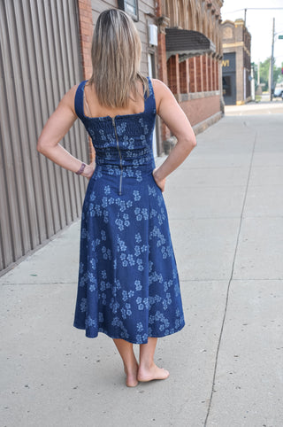 Floral Jacquard Corset Detail Dress, view 3