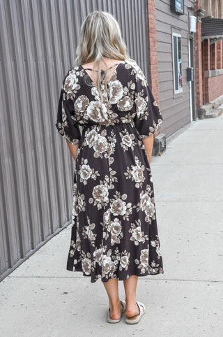 Floral Kimono Wrap Midi Dress