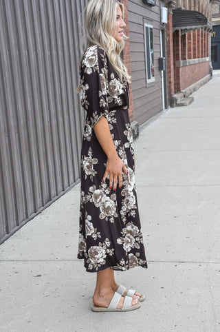 Floral Kimono Wrap Midi Dress