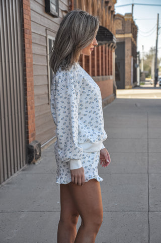 Floral Knit Comfy Top & Shorts Set