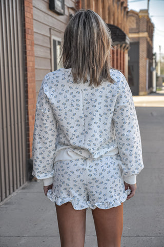 Floral Knit Comfy Top & Shorts Set