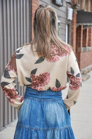 Floral Knit Oversized Fit Sweater, view 4