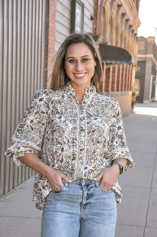 Floral Lace Balloon Blouse