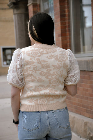 Floral Lace Contrast Sweater