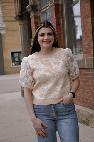 Floral Lace Contrast Sweater