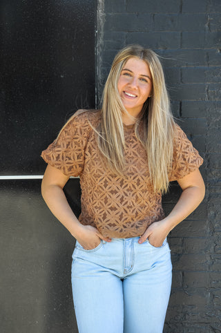 Floral Lace Puff Sleeve Blouse