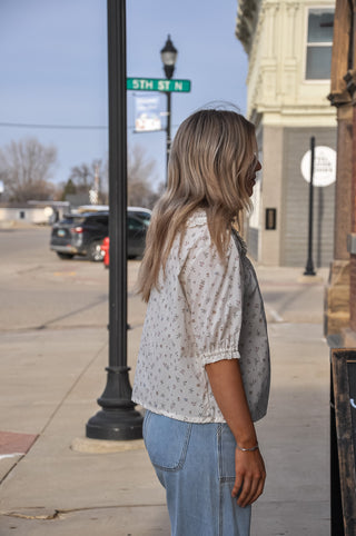 Floral Lace Trimmed Collared Blouse