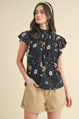 Floral Mock Neck Blouse | JQ Clothing Co.