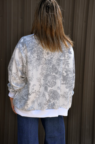 Floral Oversized Mock Neck Sweatshirt