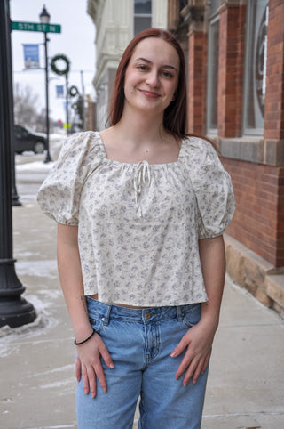 Floral Print Puff Sleeve Blouse