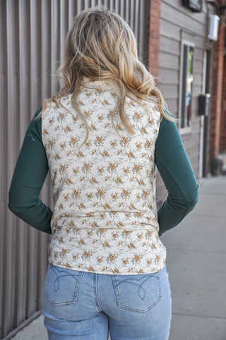 Floral Print Quilted Puffer Vest