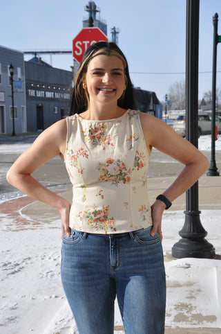Floral Print Sleeveless Shell Top
