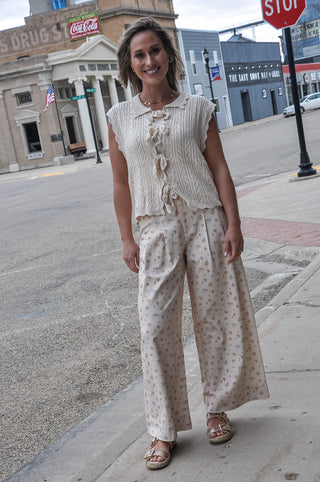 Floral Print Wide Leg Pants