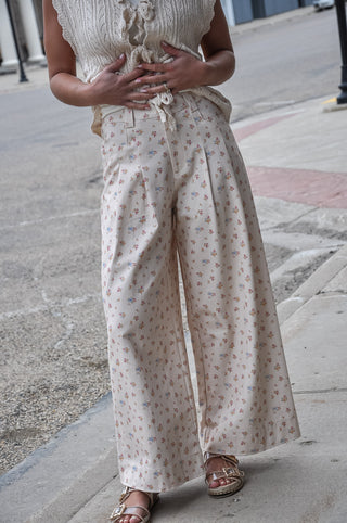 Floral Print Wide Leg Pants