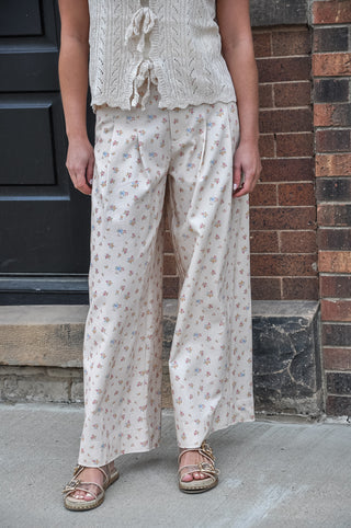 Floral Print Wide Leg Pants