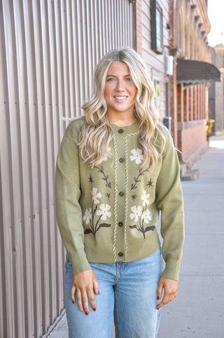 Floral Printed Button Down Sweater Cardigan