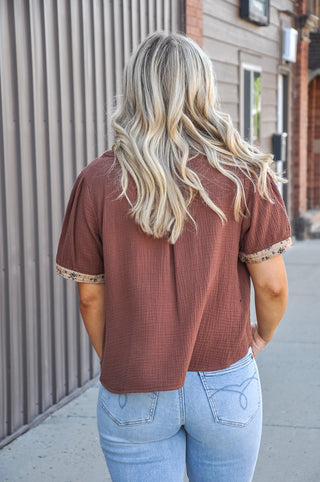 Floral Printed Contrast Gauze Blouse