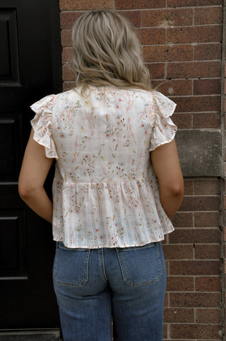 Floral Printed Ruffle Sleeve Top