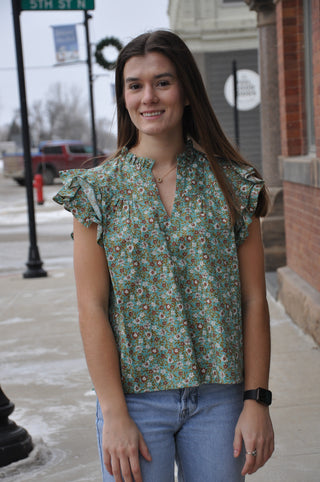 Floral Printed Ruffle Top