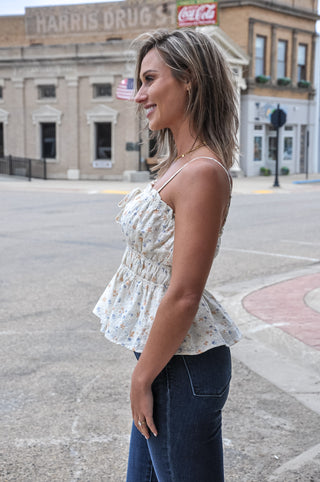 Floral Printed Straight Neckline Tank