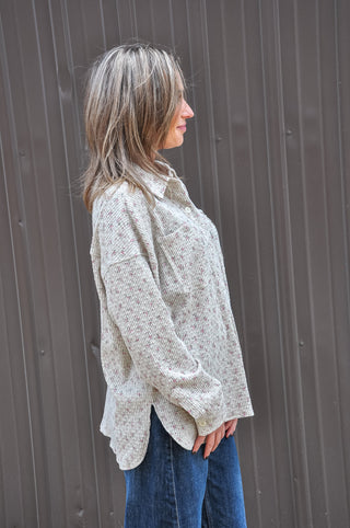 Floral Printed Textured Pocket Shirt