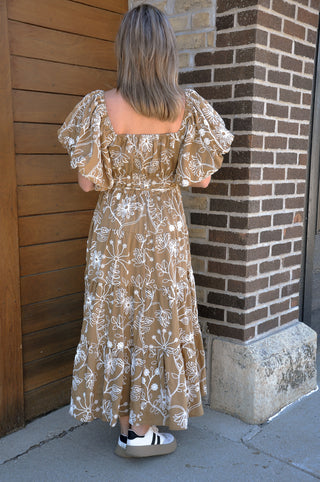 Floral Puff Sleeve Midi Dress